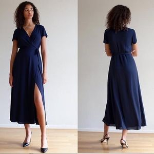 Aritzia Babaton Wrap Dress in Pure Indigo. NWT!